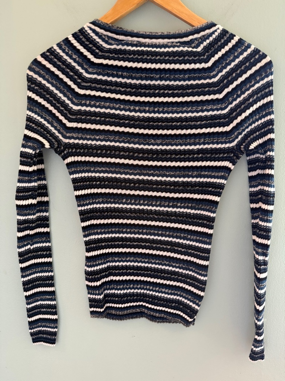Margaret O'Leary Navy & White Striped Ribbed Crewneck Sweater - XS - Picture 5 of 6
